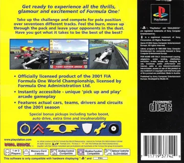 Formula One Arcade (EU) box cover back